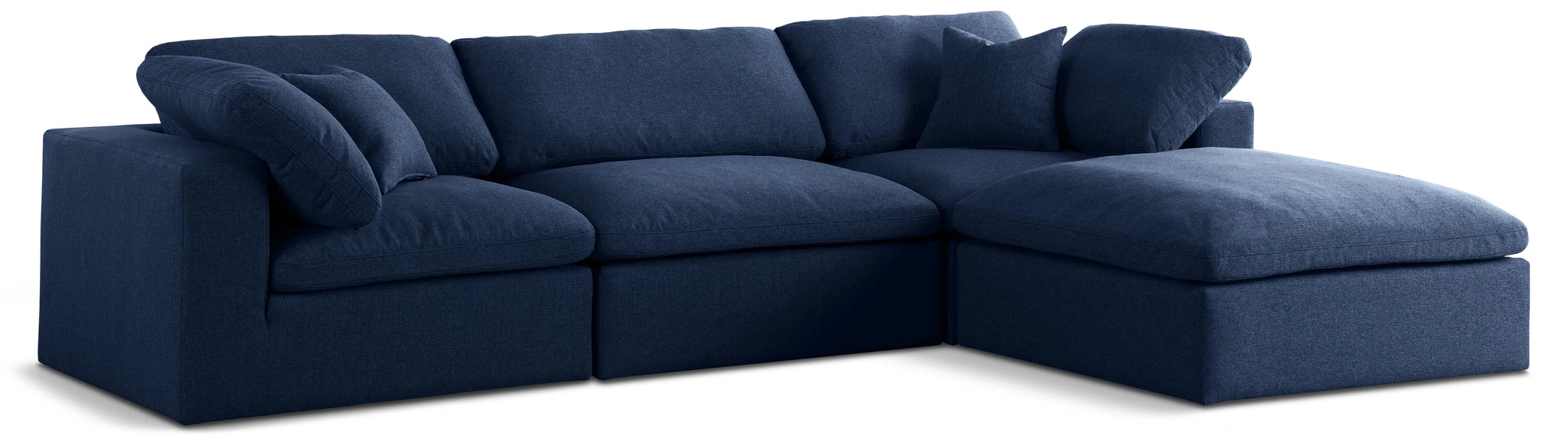 Serene Navy Linen Fabric Deluxe Cloud Modular Sectional