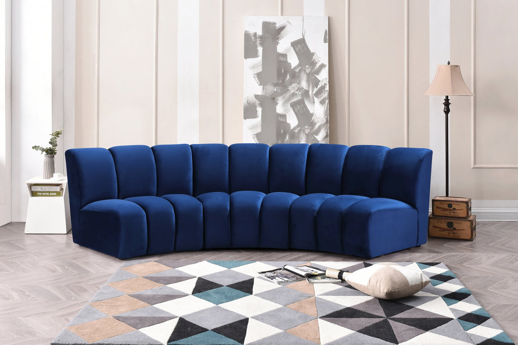 Infinity Navy Velvet 3pc. Modular Sectional