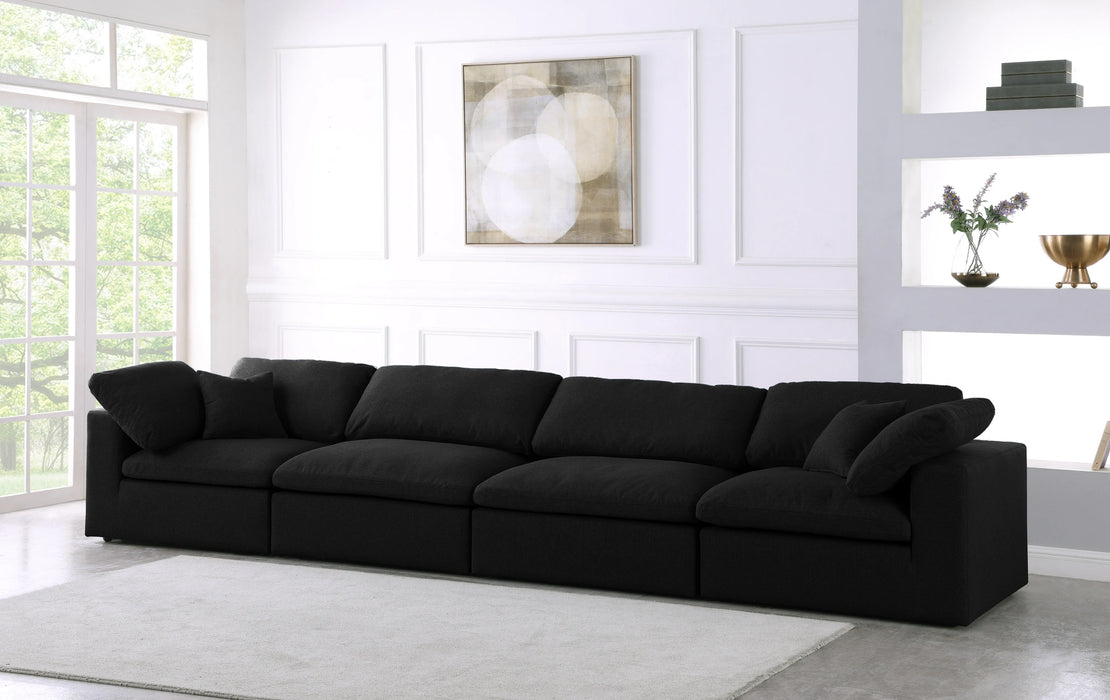 Serene Black Linen Fabric Deluxe Cloud Modular Sofa
