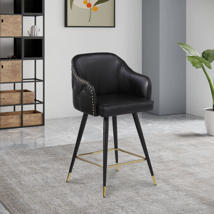 Barbosa Black Faux Leather Counter/Bar Stool
