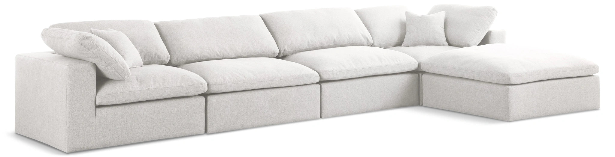 Serene Cream Linen Fabric Deluxe Cloud Modular Sectional