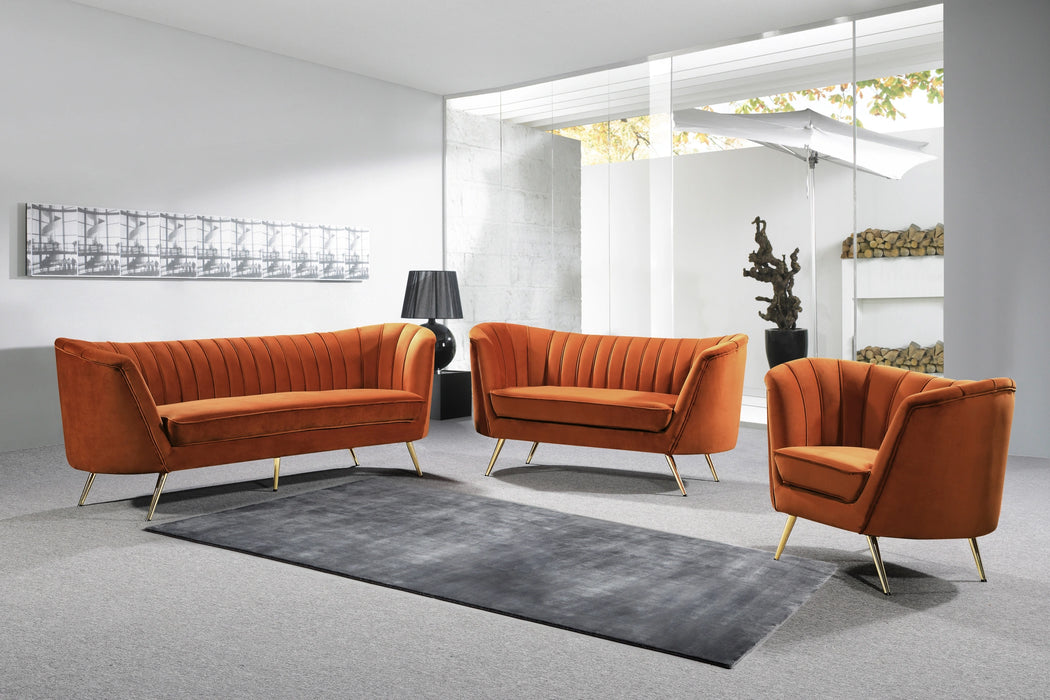Margo Cognac Velvet Loveseat