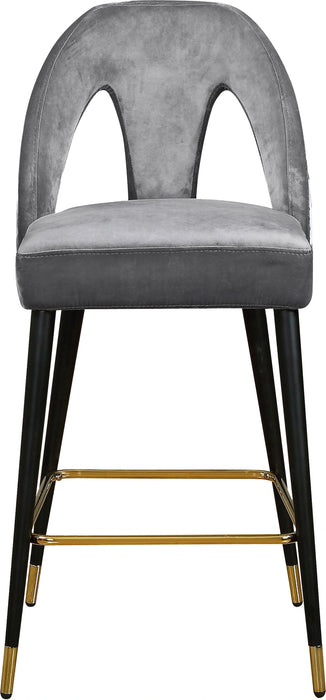 Akoya Grey Velvet Stool