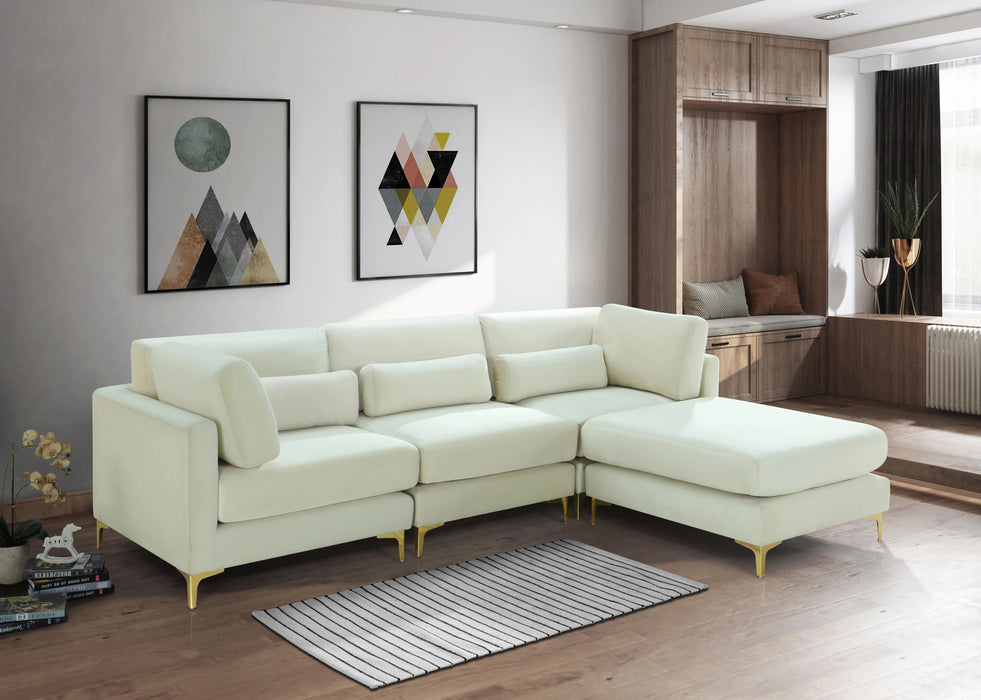 Julia Cream Velvet Modular Sectional (4 Boxes)