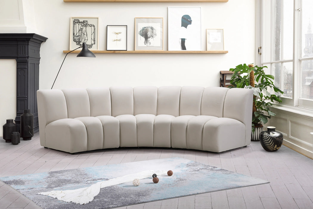 Infinity Cream Velvet 3pc. Modular Sectional