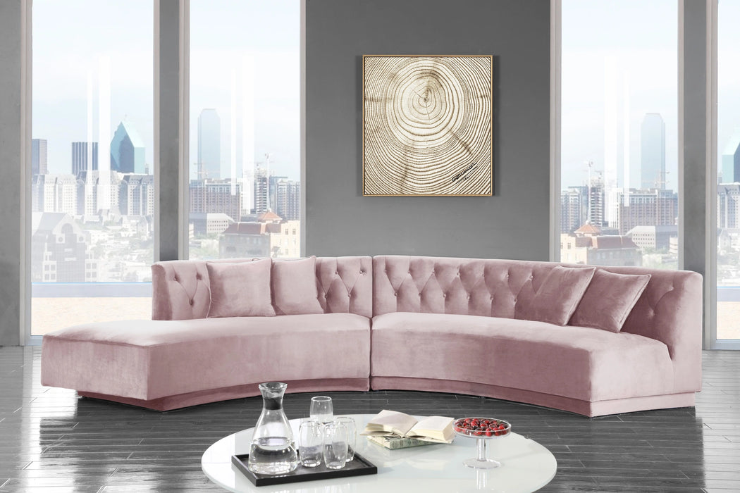 Kenzi Pink Velvet 2pc. Sectional