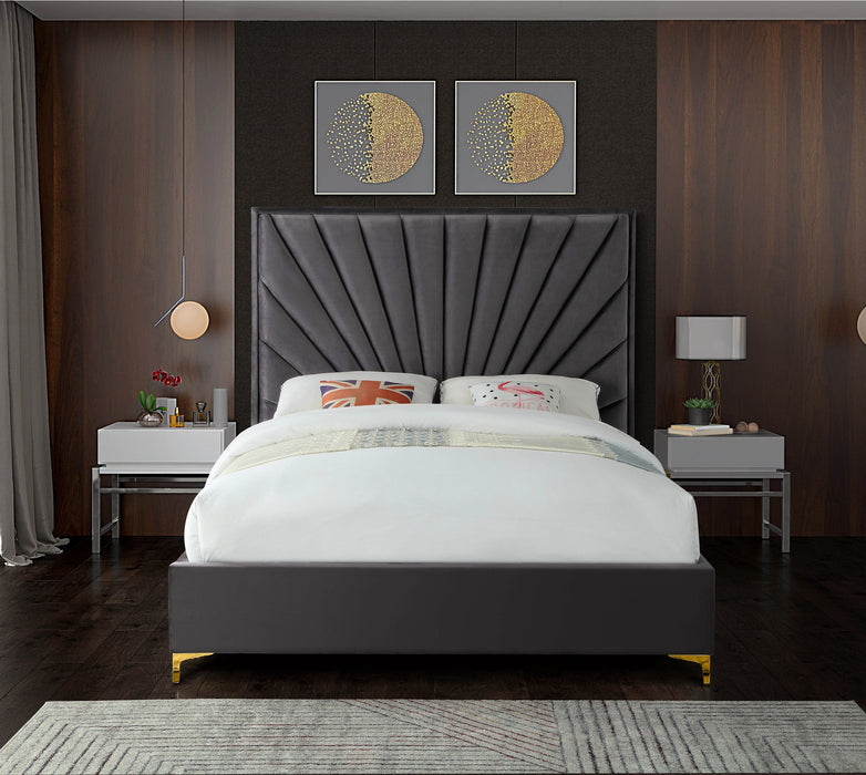 Eclipse Grey Velvet King Bed