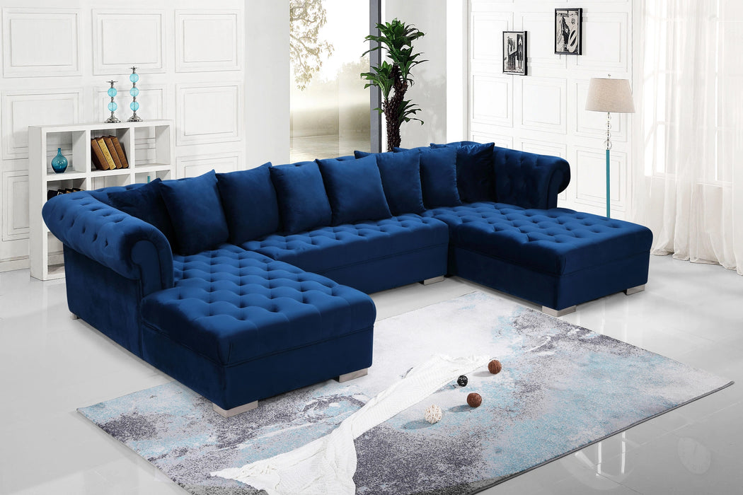 Presley Navy Velvet 3pc. Sectional