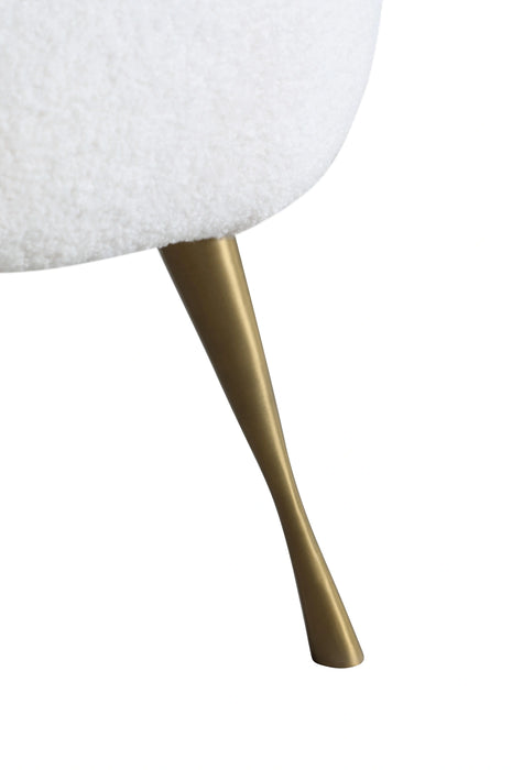 Nube White Faux Sheepskin Fur Bench