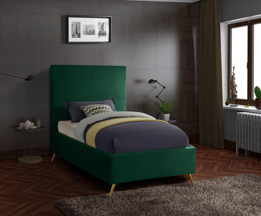 Jasmine Green Velvet Twin Bed