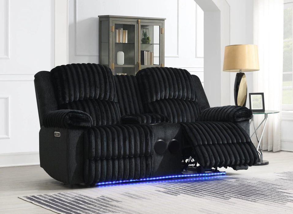 Black Corduroy Power Led Reclining Sofa
