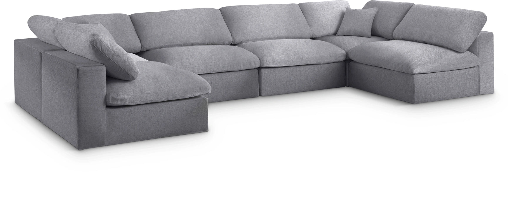 Serene Grey Linen Fabric Deluxe Cloud Modular Sectional