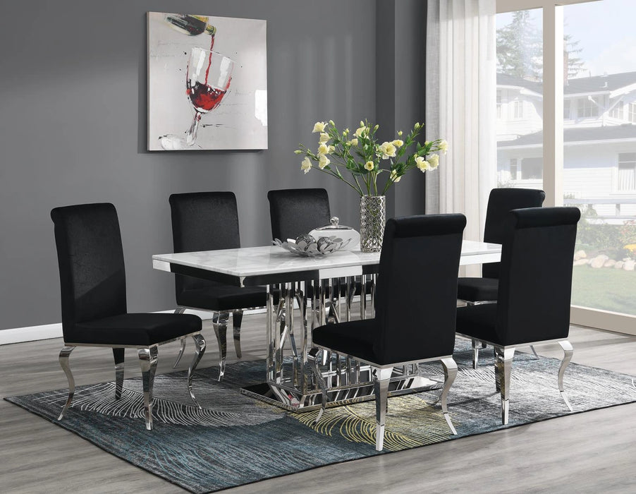 G-081-T-WHITE Dining Table-White Marble