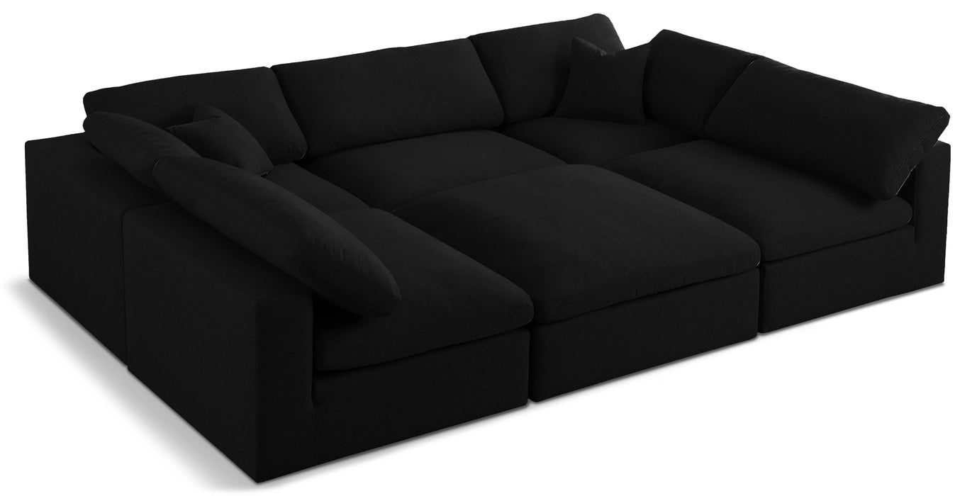Serene Black Linen Fabric Deluxe Cloud Modular Sectional