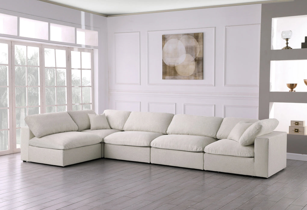 Serene Cream Linen Fabric Deluxe Cloud Modular Sectional