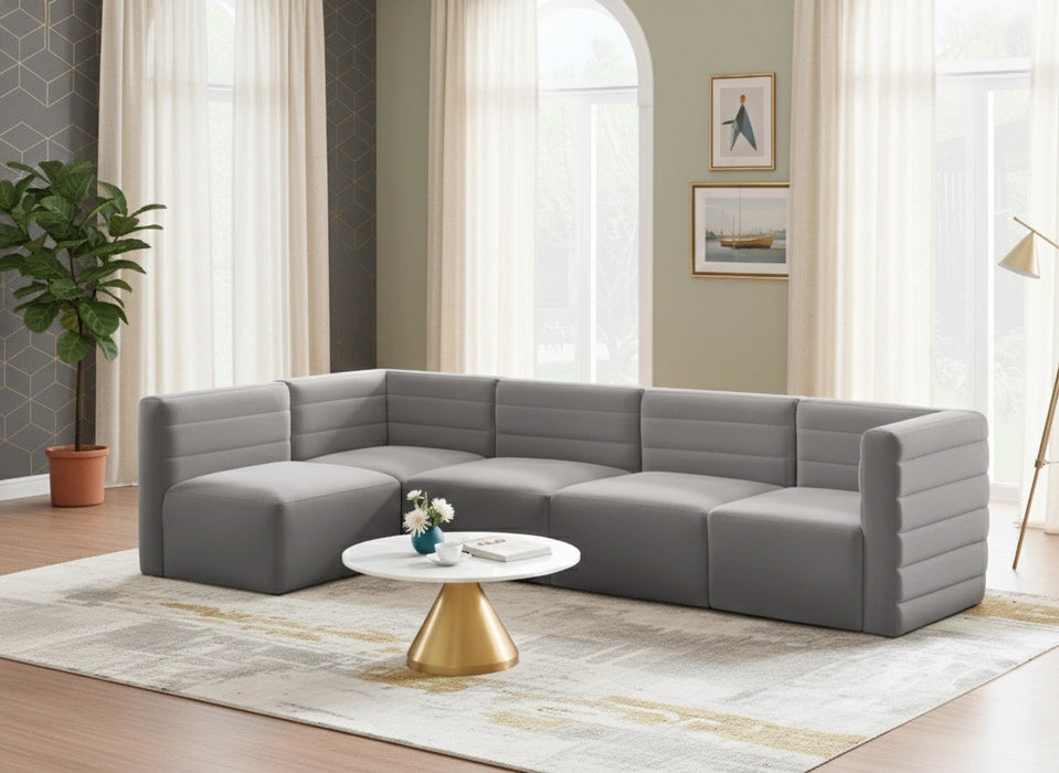 Quincy Grey Velvet Modular Sectional