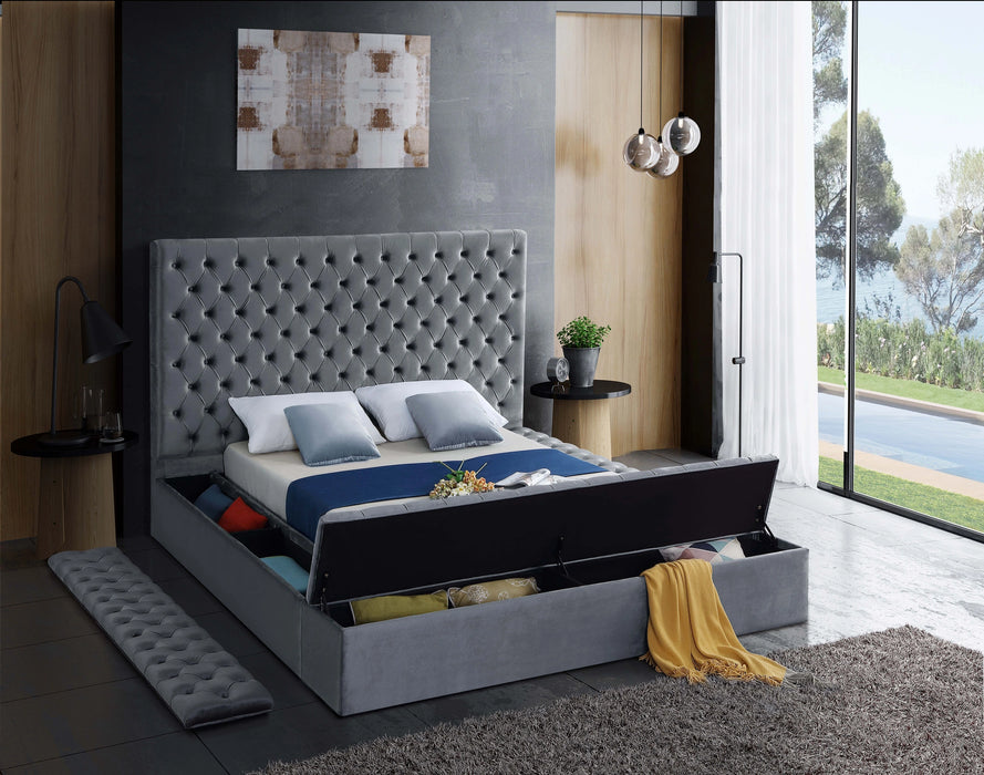 Bliss Grey Velvet King Bed (3 Boxes)