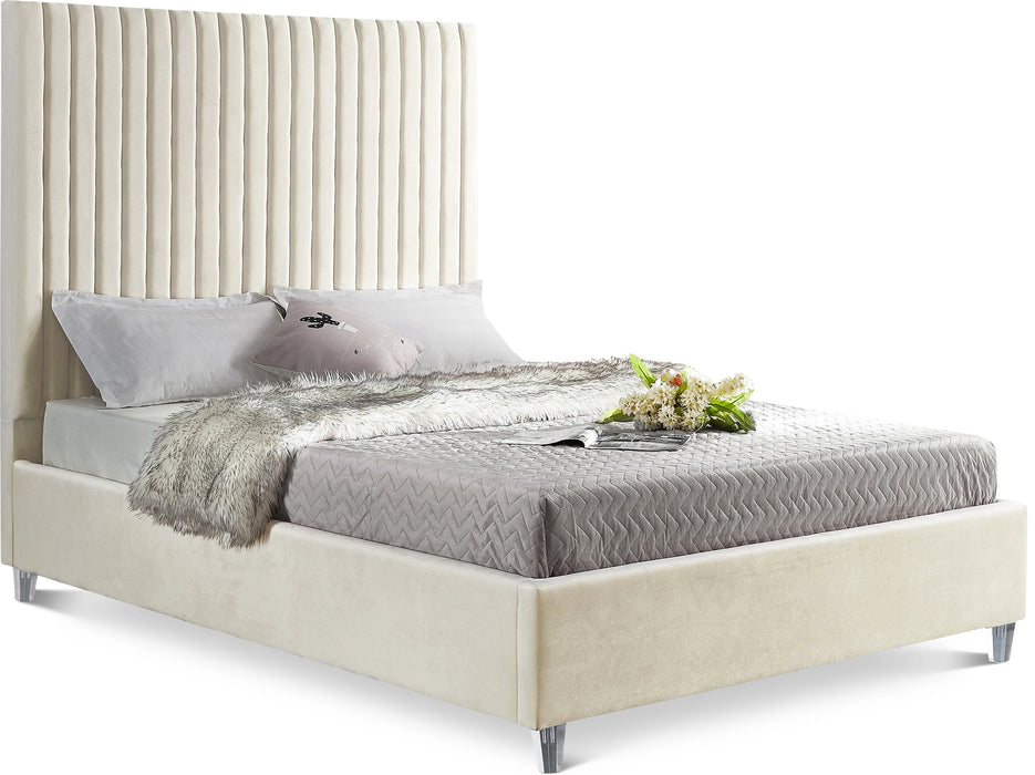 Candace Cream Velvet King Bed