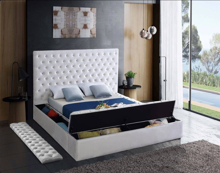 Bliss White Velvet Full Bed (3 Boxes)