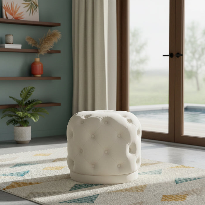 Harper Cream Velvet Ottoman/Stool