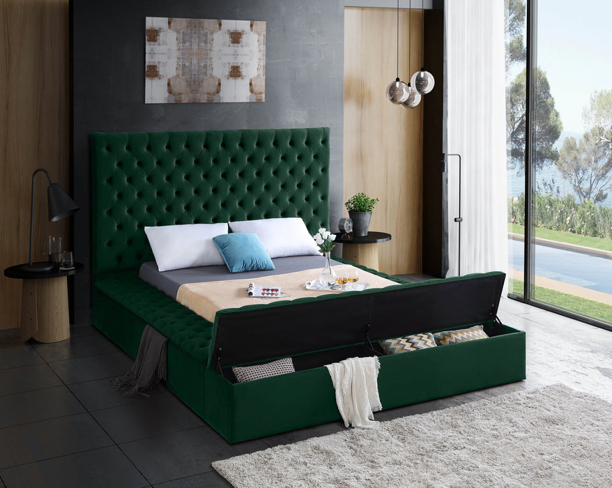 Bliss Green Velvet King Bed (3 Boxes)