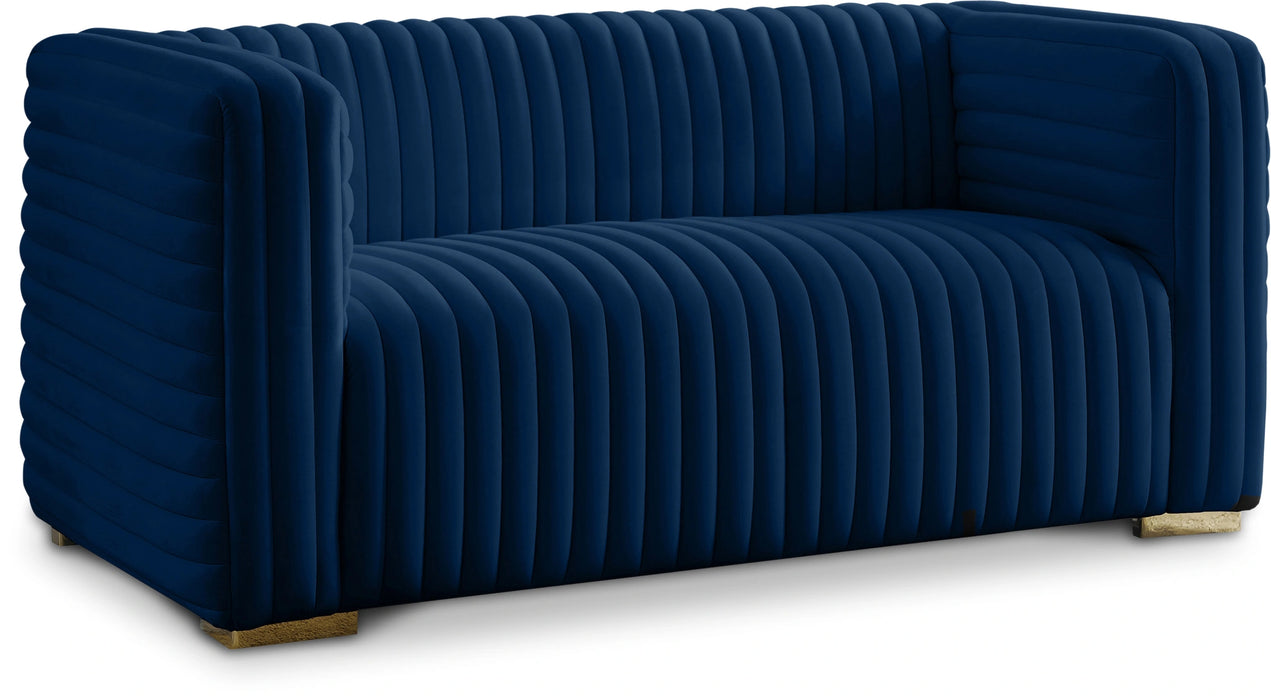 Ravish Navy Velvet Loveseat