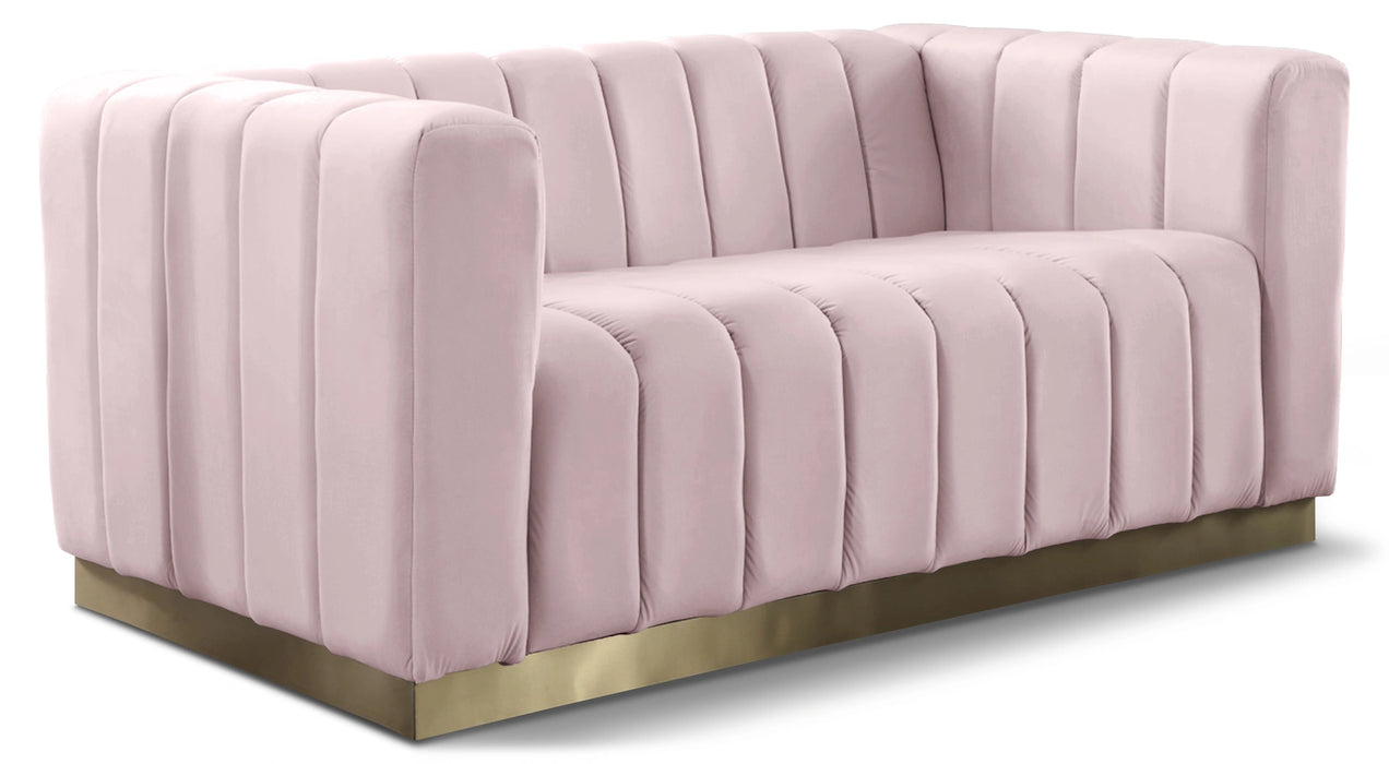 Marlon Pink Velvet Loveseat