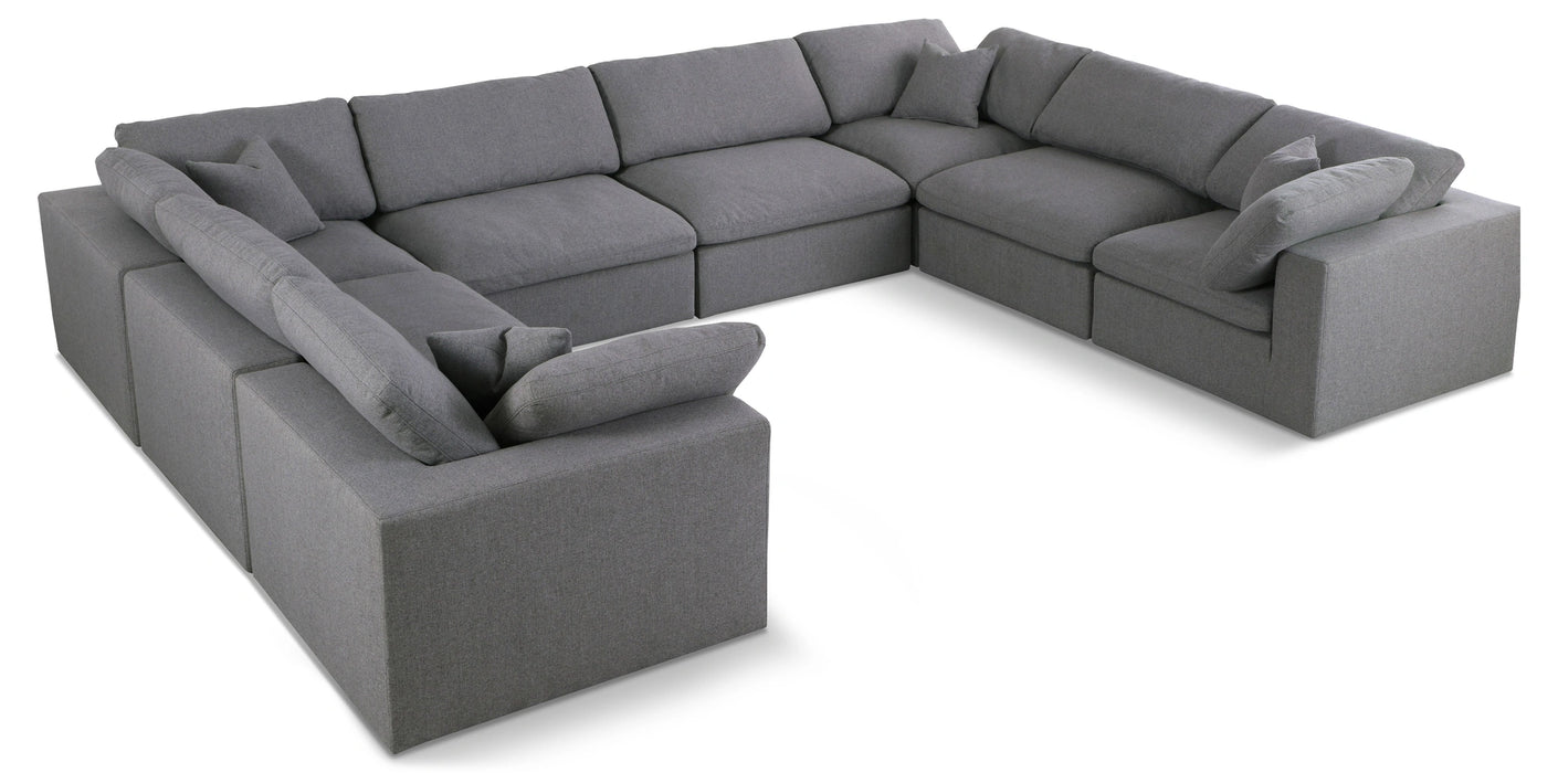Serene Grey Linen Fabric Deluxe Cloud Modular Sectional