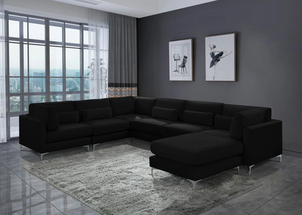 Julia Black Velvet Modular Sectional (7 Boxes)