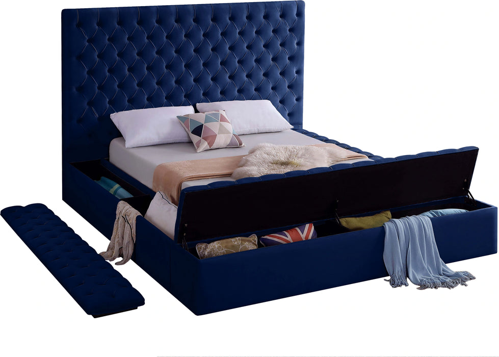 Bliss Navy Velvet Full Bed (3 Boxes)