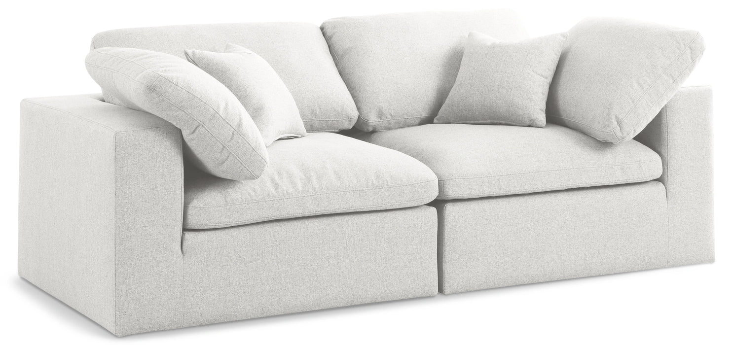 Serene Cream Linen Fabric Deluxe Cloud Modular Sofa