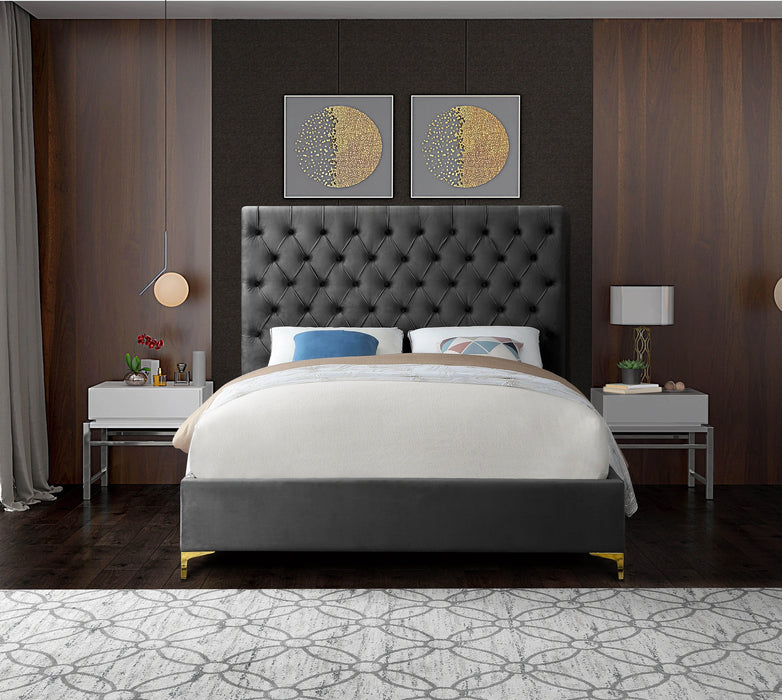 Cruz Grey Velvet Full Bed