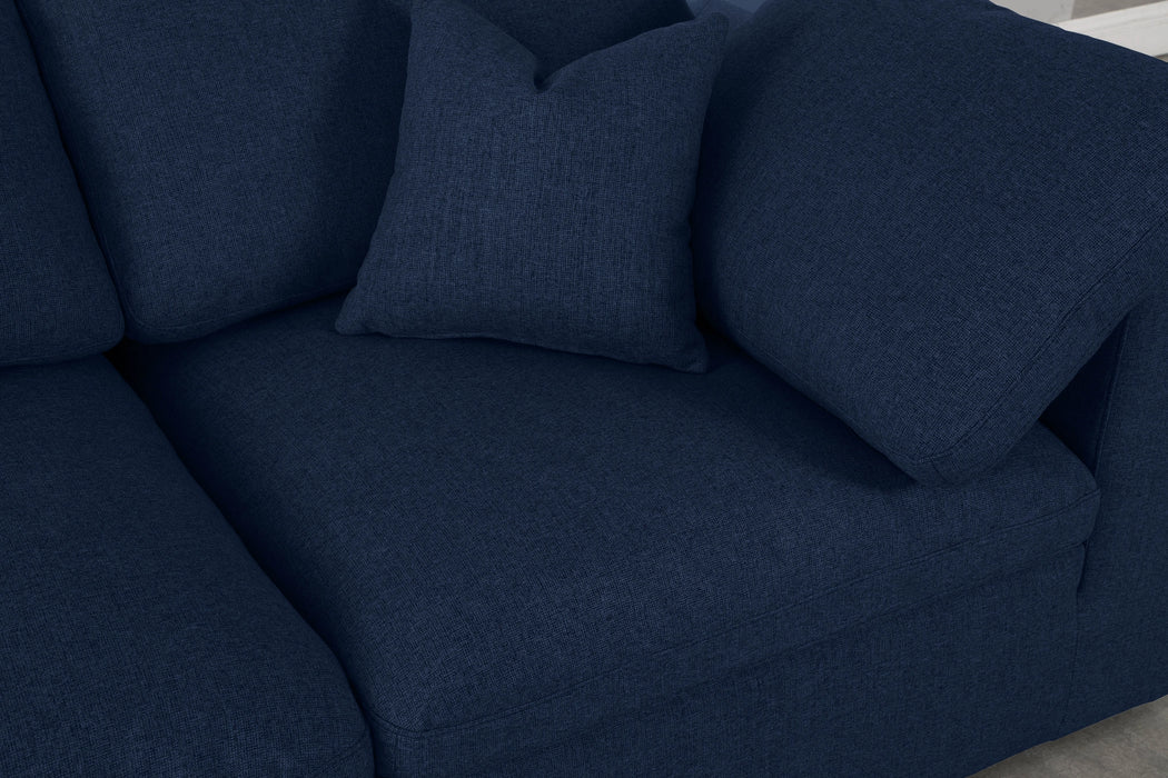Serene Navy Linen Fabric Deluxe Cloud Modular Sofa