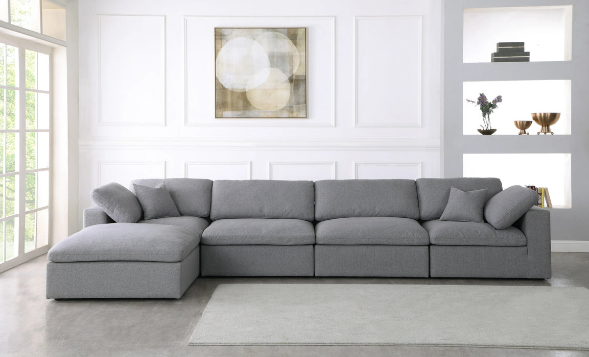 Serene Grey Linen Fabric Deluxe Cloud Modular Sectional