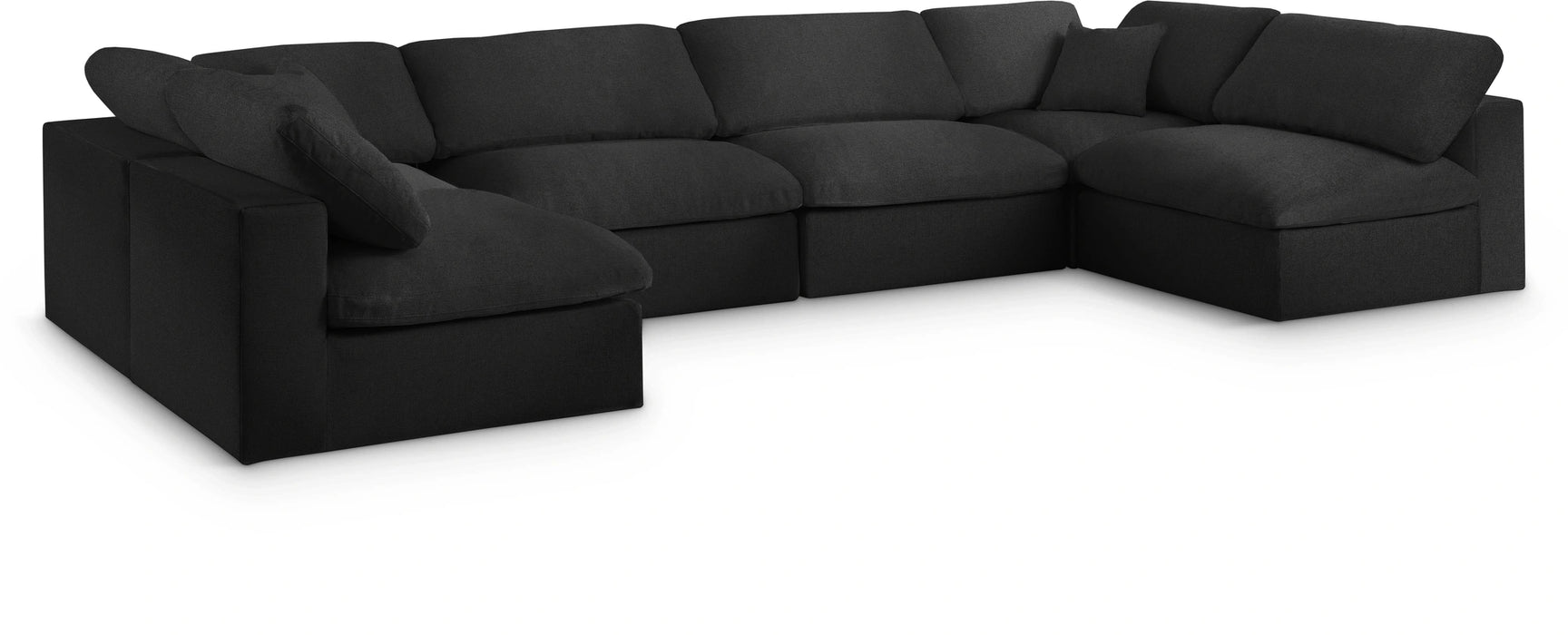 Serene Black Linen Fabric Deluxe Cloud Modular Sectional
