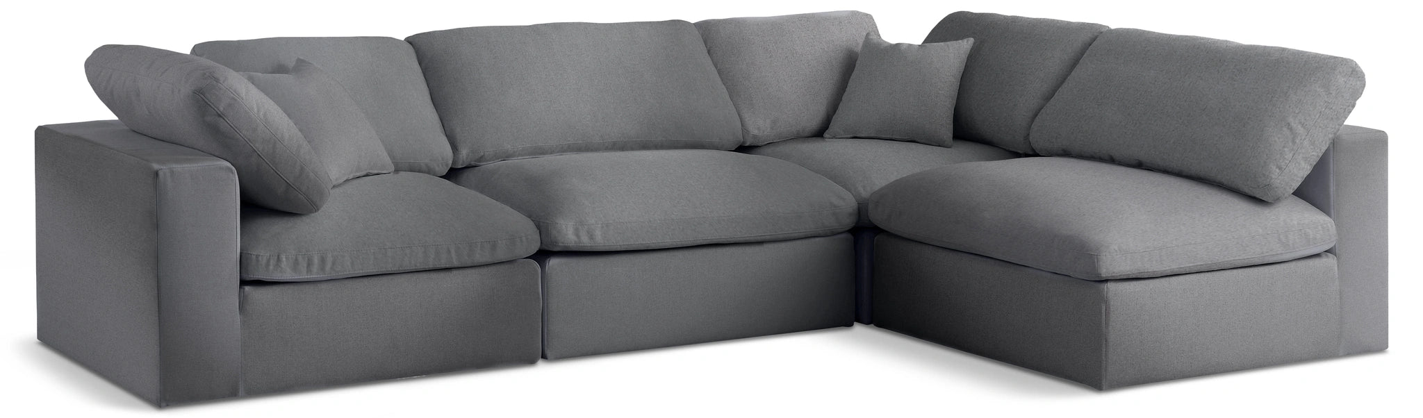 Serene Grey Linen Fabric Deluxe Cloud Modular Sectional