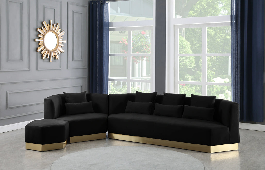 Marquis Black Velvet Ottoman