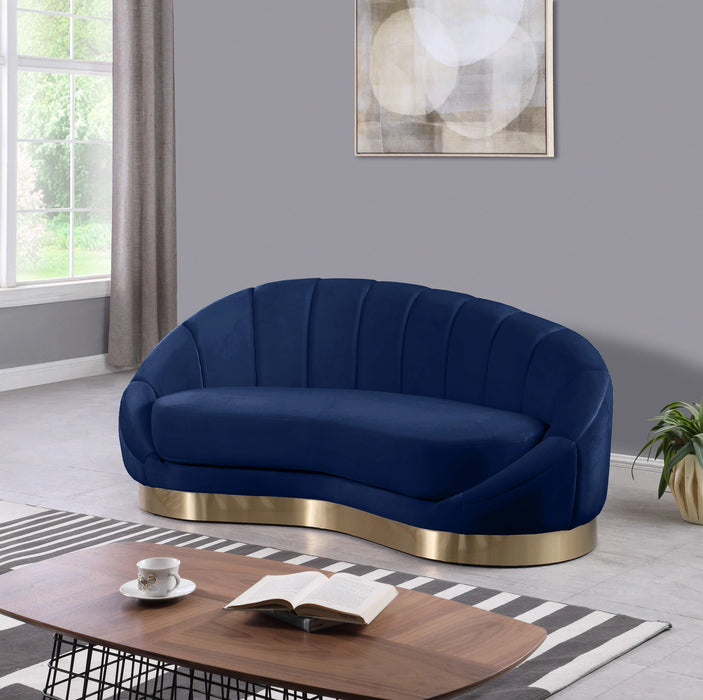 Shelly Navy Velvet Chaise