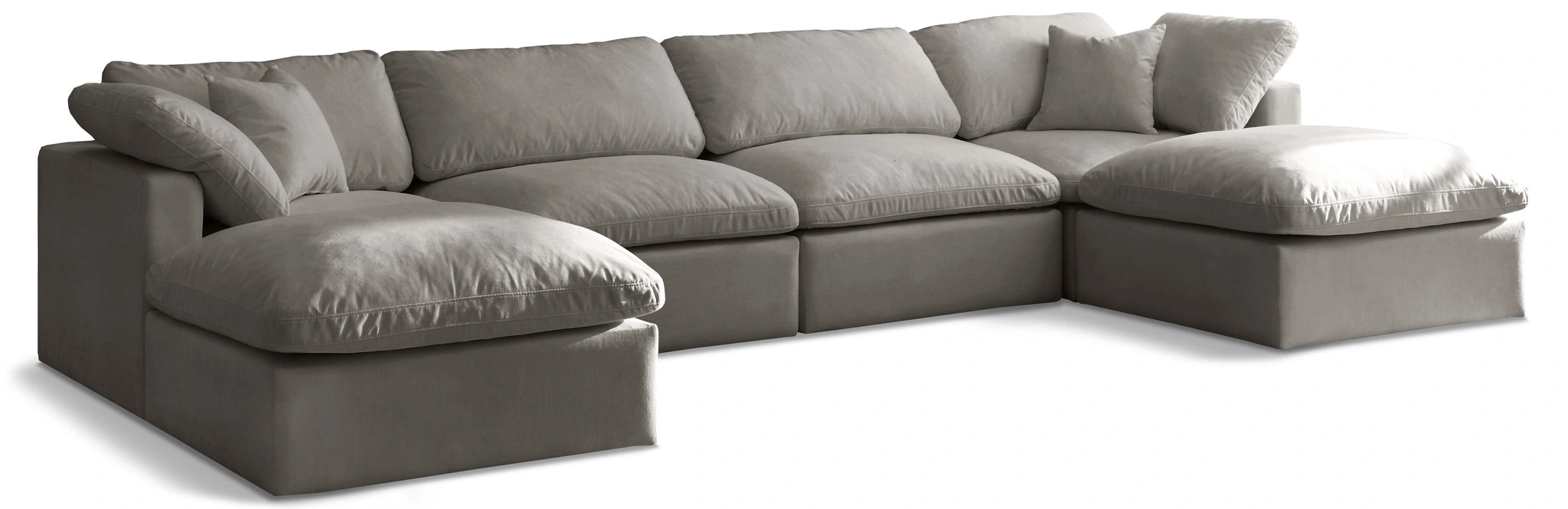 Plush Grey Velvet Standard Cloud Modular Sectional