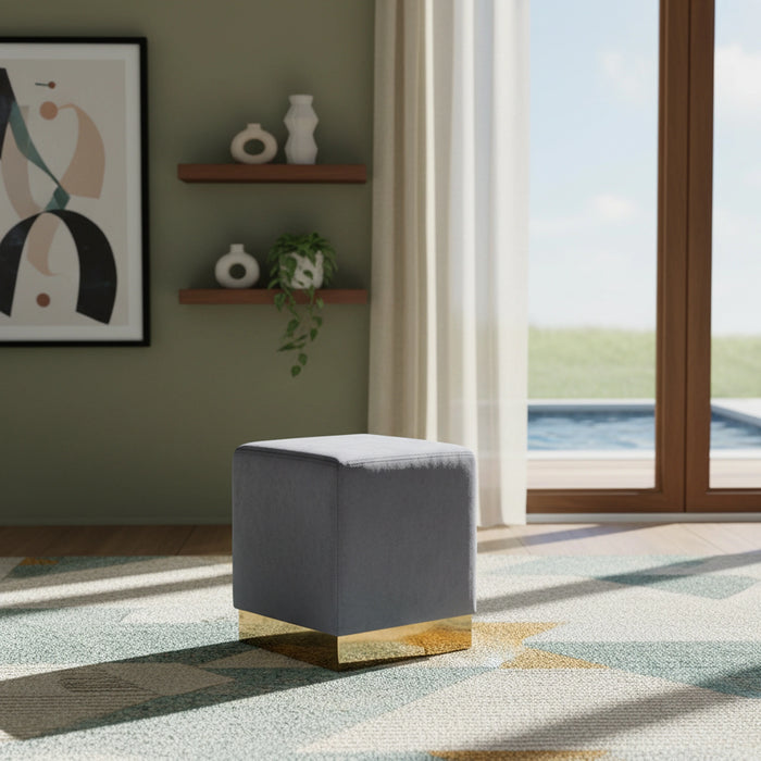 Jax Grey Velvet Ottoman/Stool