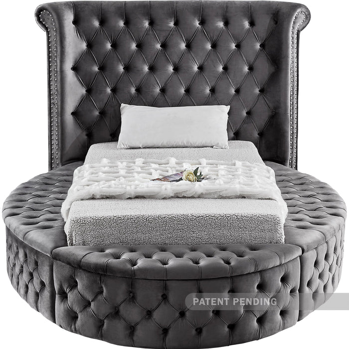 Luxus Grey Velvet Twin Bed (3 Boxes)