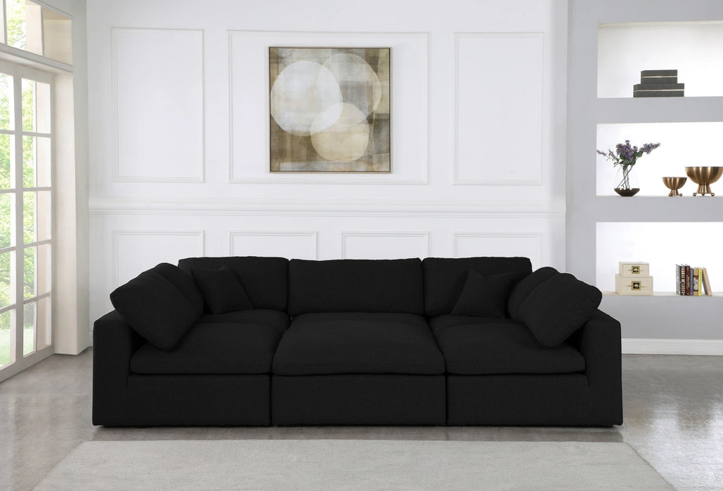 Serene Black Linen Fabric Deluxe Cloud Modular Sectional