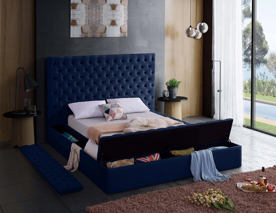 Bliss Navy Velvet Full Bed (3 Boxes)