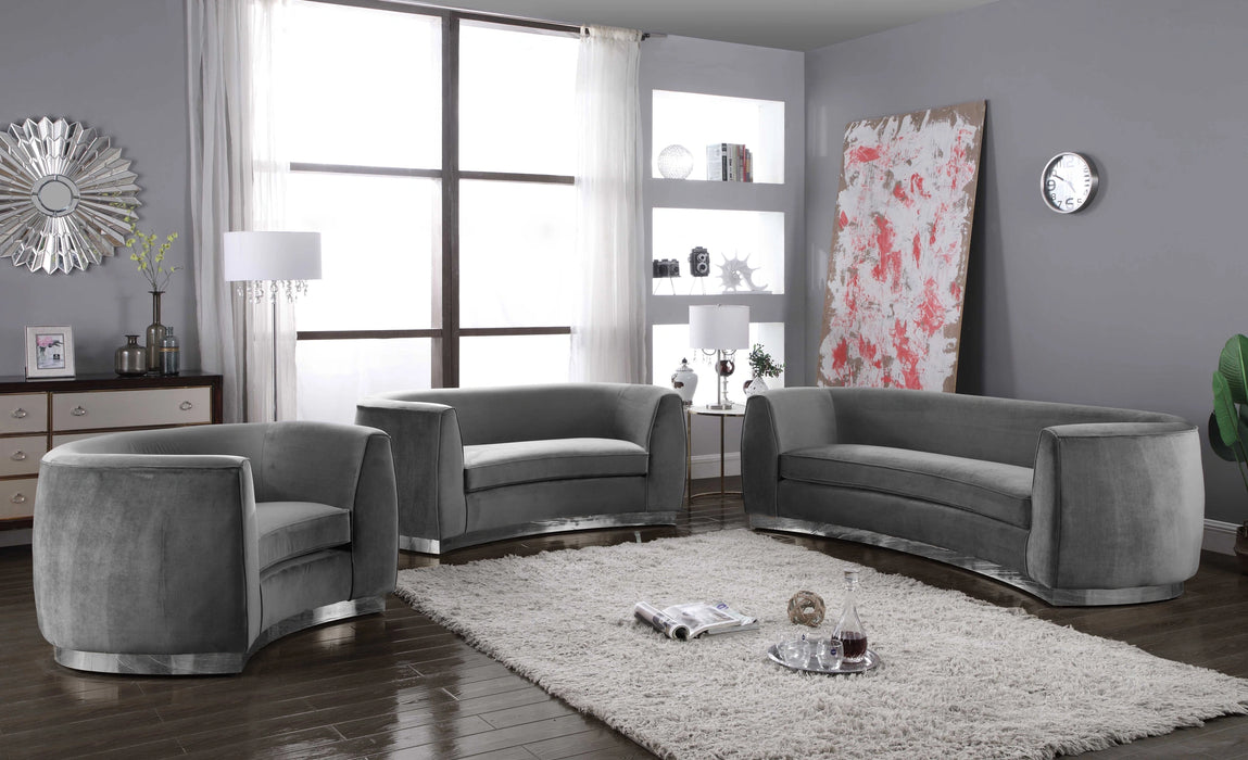 Julian Grey Velvet Sofa