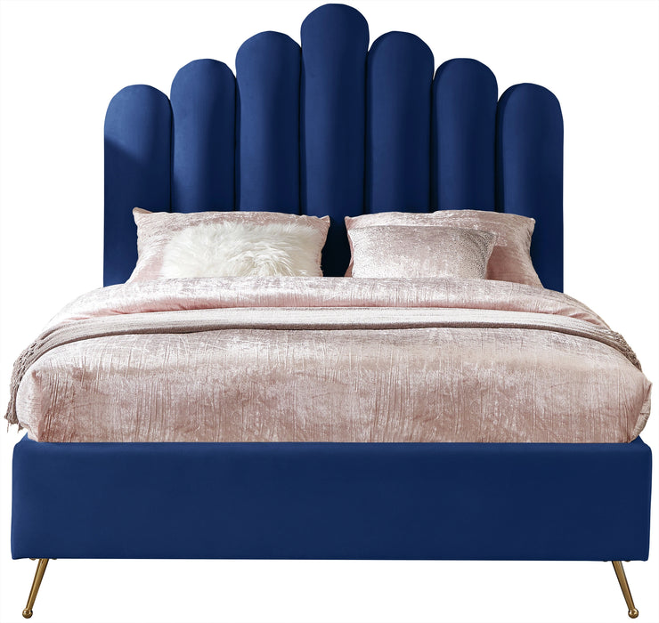 Lily Navy Velvet Full Bed
