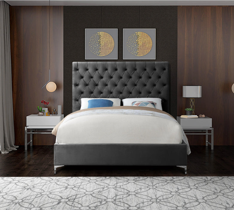 Cruz Grey Velvet King Bed