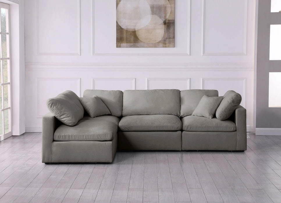 Plush Grey Velvet Standard Cloud Modular Sectional