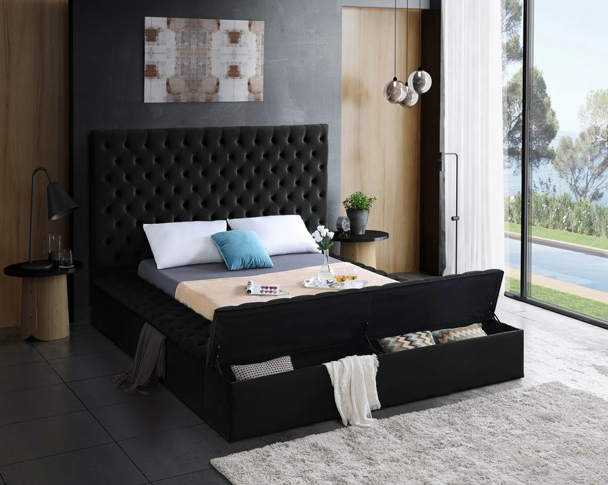 Bliss Black Velvet King Bed (3 Boxes)