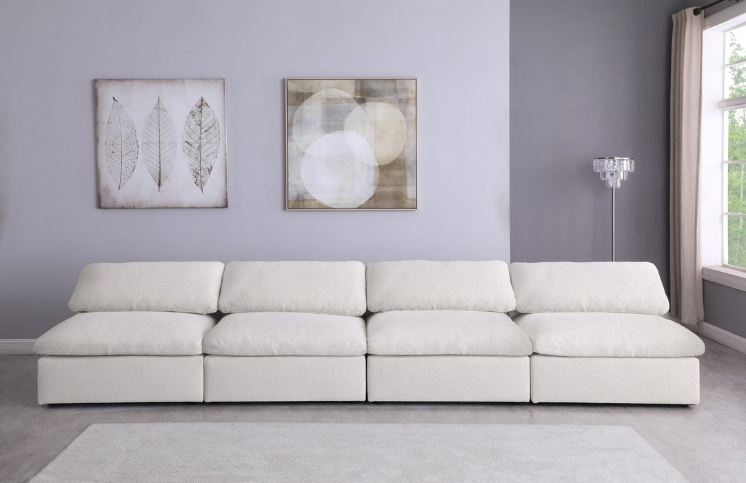 Serene Cream Linen Fabric Deluxe Cloud Modular Armless Sofa