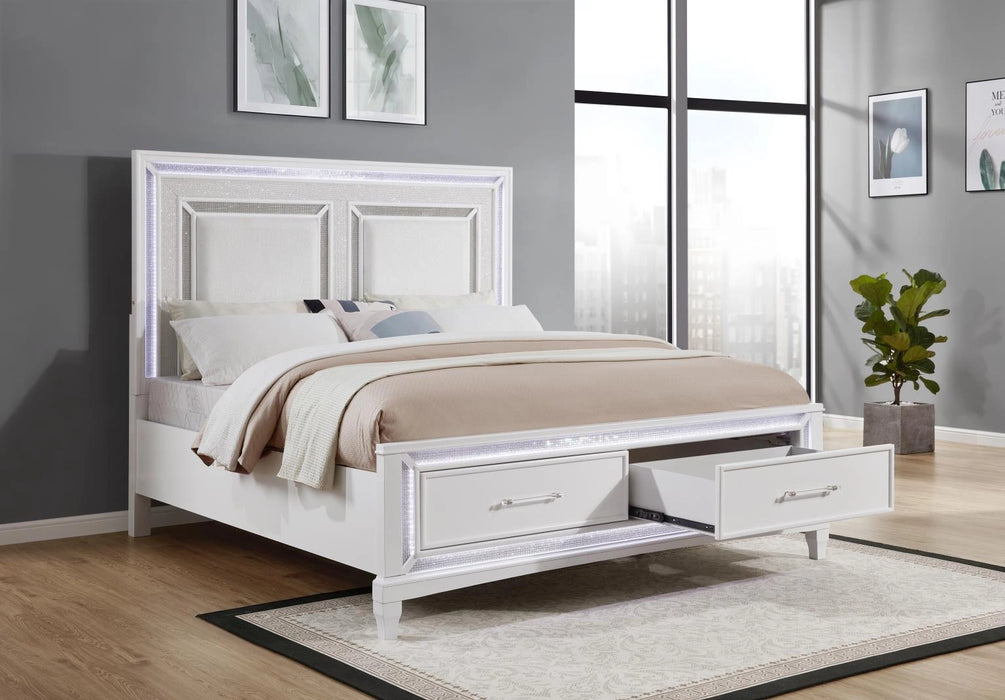 White Led Queen Bed